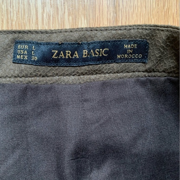 NWT Zara Brown Faux Leather Button Detail Mini Skirt Size Large - Picture 9 of 11